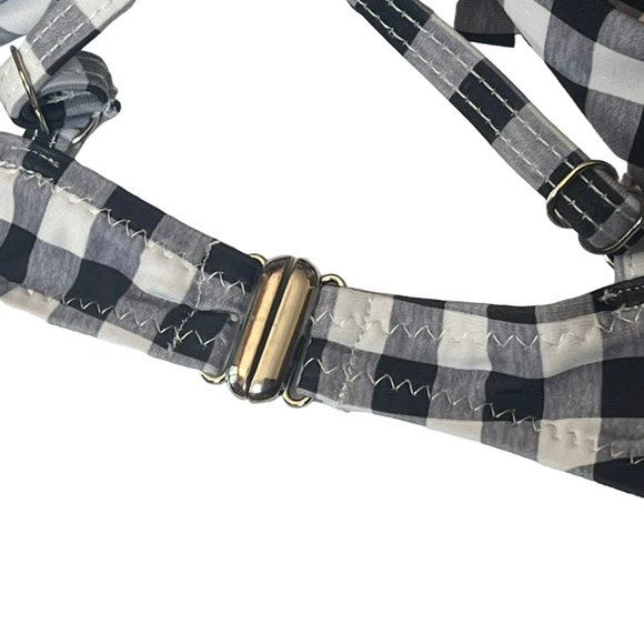 Shein Flannel Pattern One Piece Bathing Suit Keyhole Style Black White Size L - Picture 4 of 7